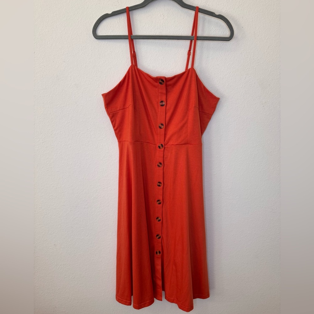 NEW Berydress Button-Down Spaghetti Strap Orange Dress